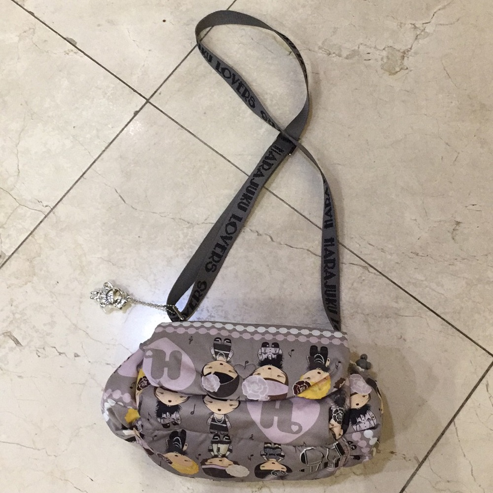 Harajuku Lovers Taupe canvas cross body bag